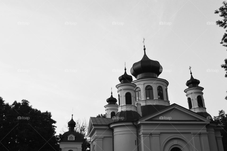 architecture black and white. church in Poland