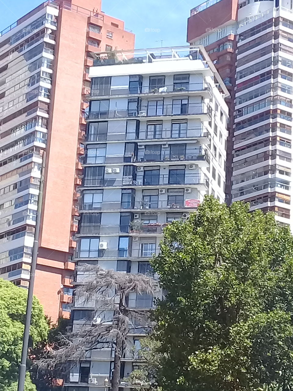 conjunto de modernas edificaciones urbanas destinadas a oficinas, ubicadas en una céntrica avenida de la ciudad de Buenos Aires.