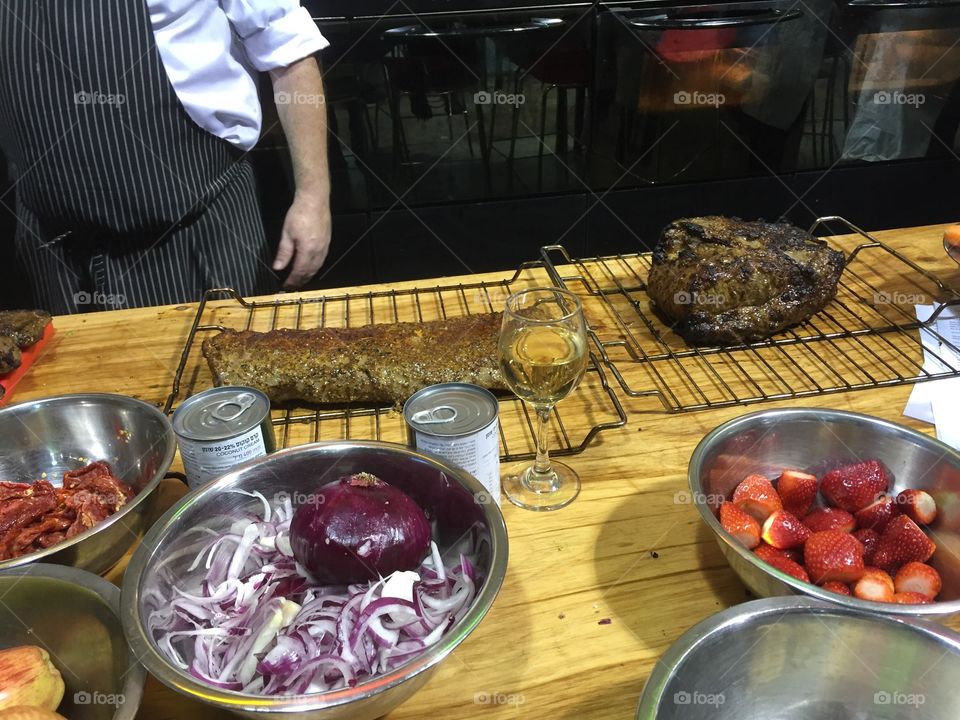 Cooking workshop with famous chef and friends, preparing different dishes