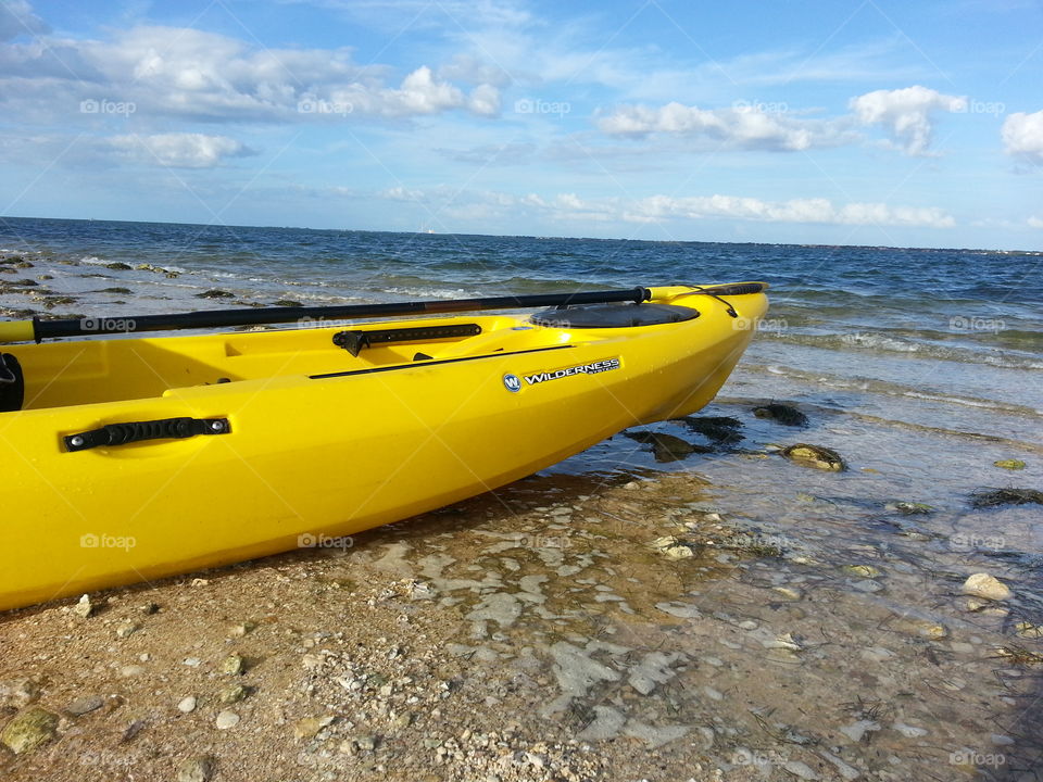Kayak on island beach