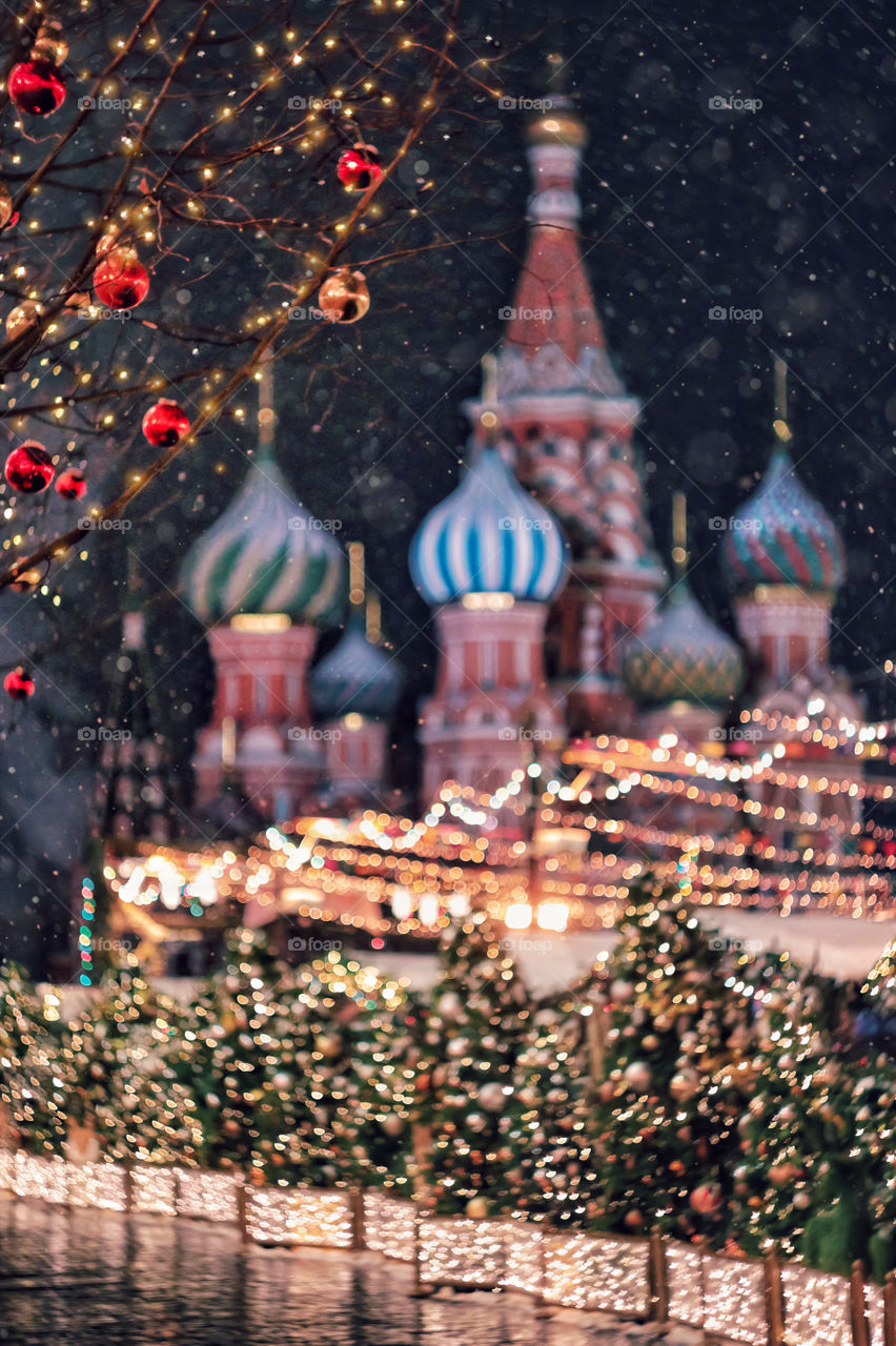Winter decorated square
