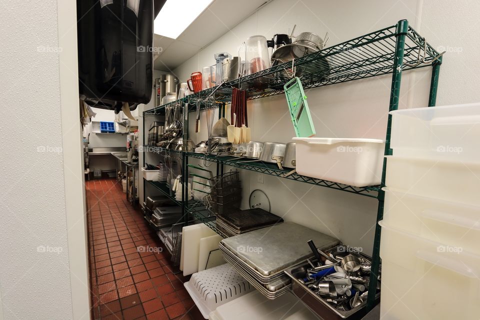 Kitchen storage inside the restaurant 