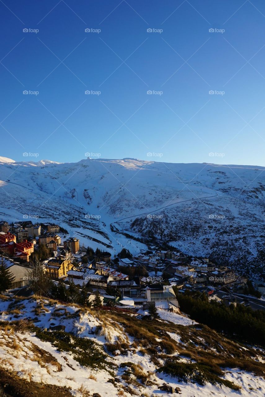 Panorama#snow#mountains#town