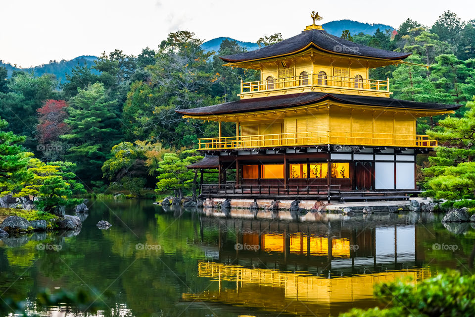 Kinkakuji, also called Temple of the Golden Pavilion, officially named Rokuon-ji (Deer Garden Temple), is a Zen Buddhist temple in Kyoto, Japan. The garden complex is an excellent example of the Muromachi period garden design. This period is considered to be a classical age of Japanese garden design. Now designated Historical Monuments of Ancient Kyoto World Heritage site.