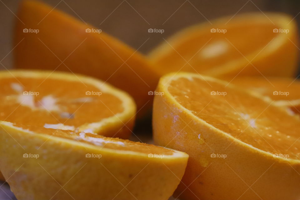 Oranges cut in half 