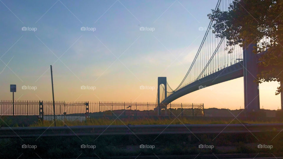Verrazano at Sunset. from the Belt Parkway