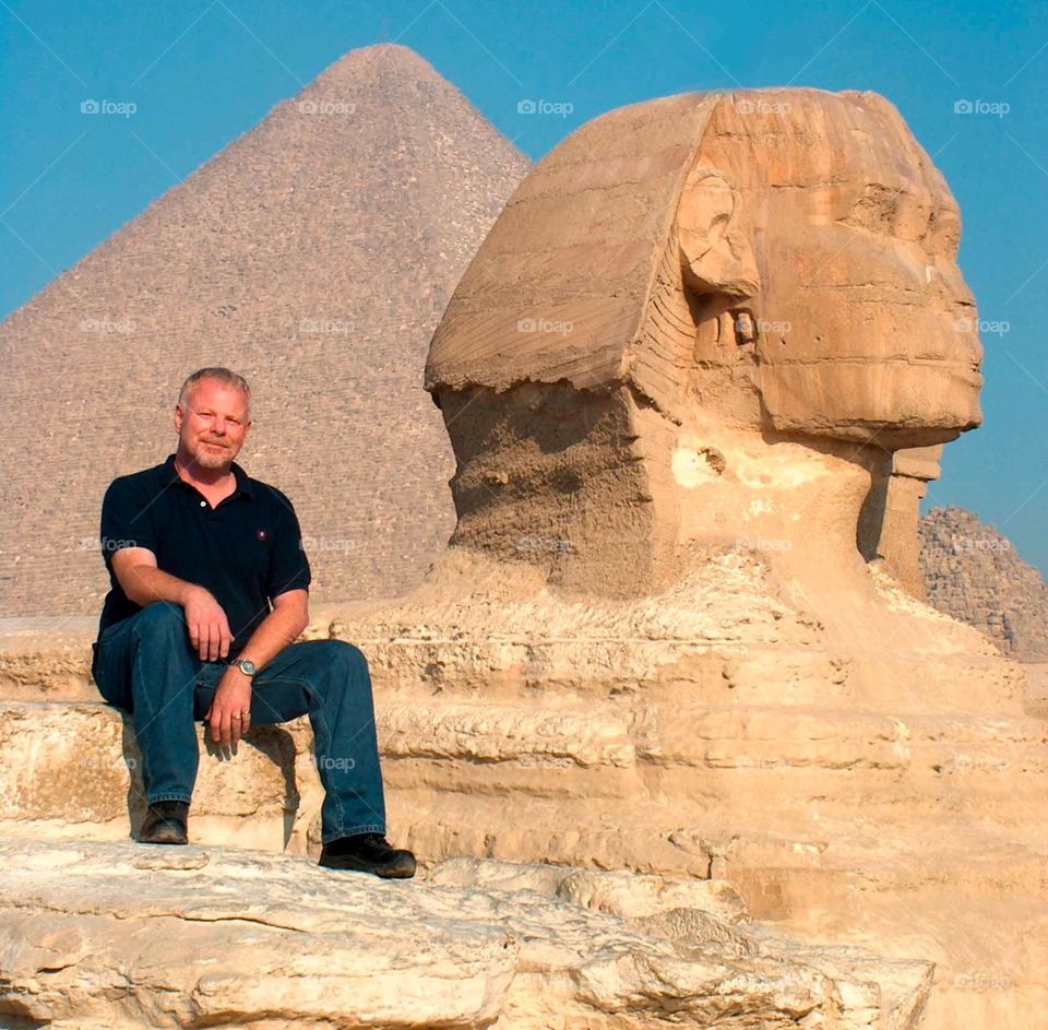 With the Sphinx in Giza. With the Sphinx at the great pyramids of Giza, Egypt