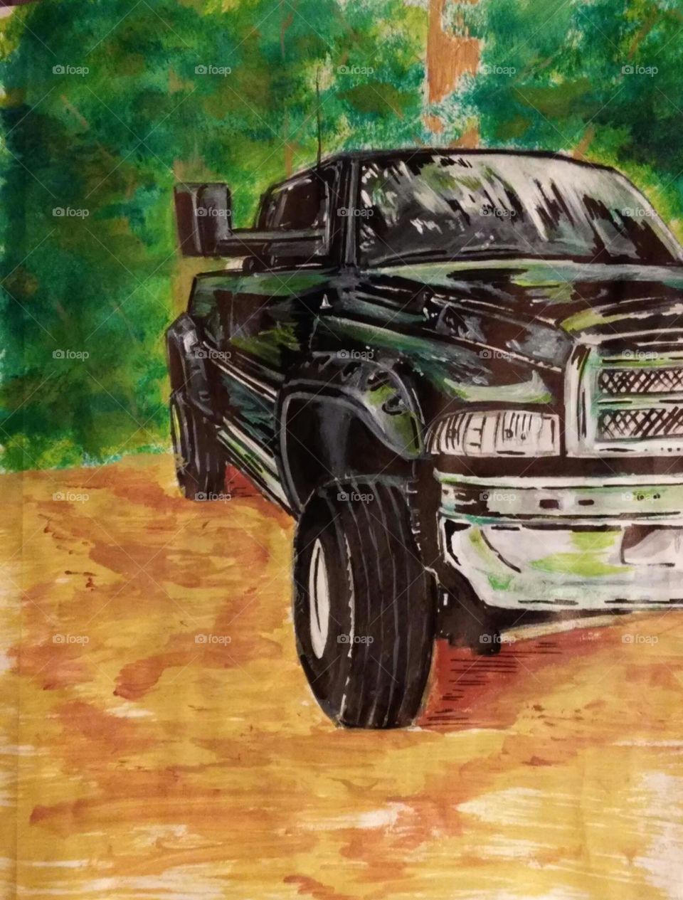 Painting of a Dodge Ram 2500