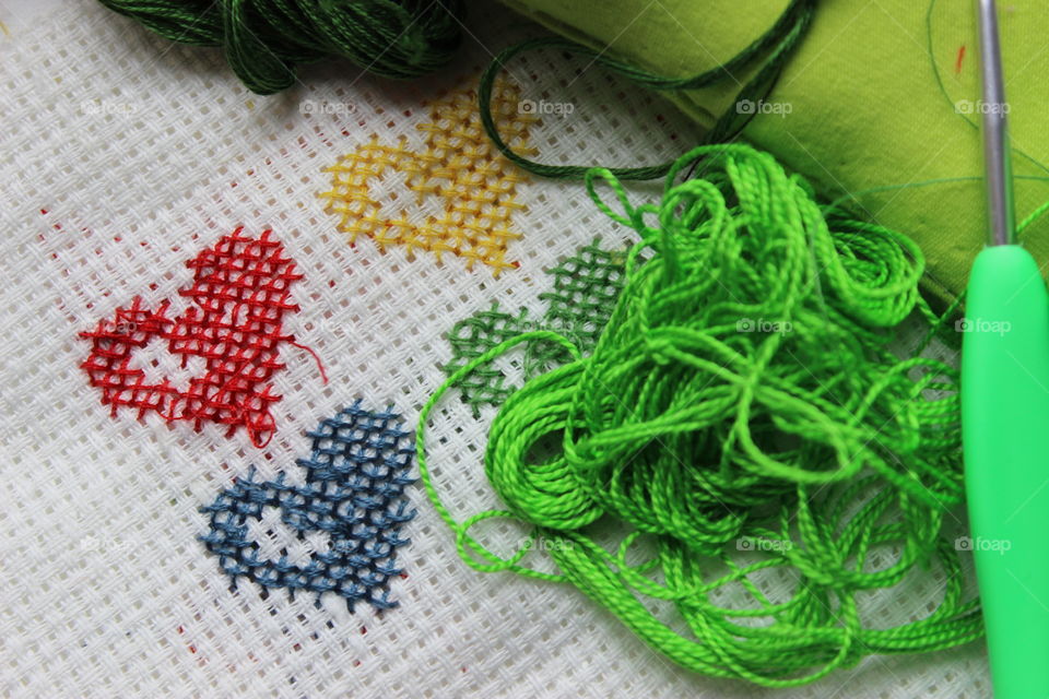 Wool and knitting needle