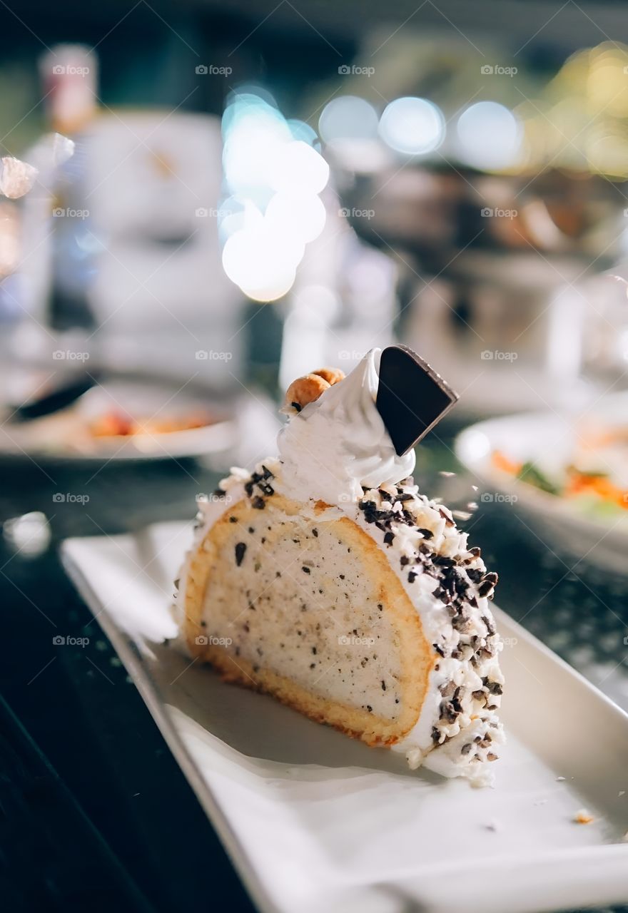 Ice Cream Cake with Chocolate Garnish