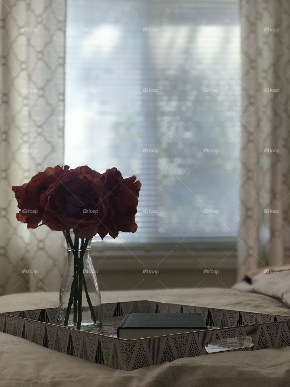 Flowers on a bed