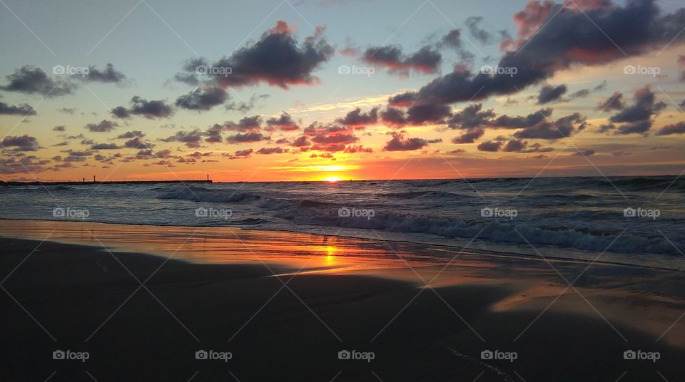 Sunset, Water, Beach, Dusk, Sea