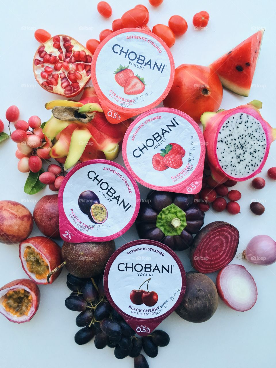 CHOBANI Flat Lays : Chobani variety with healthy ingredients.