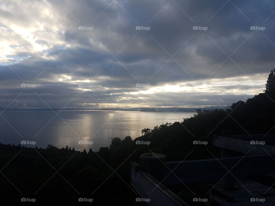 Moody sky over lake Taupo