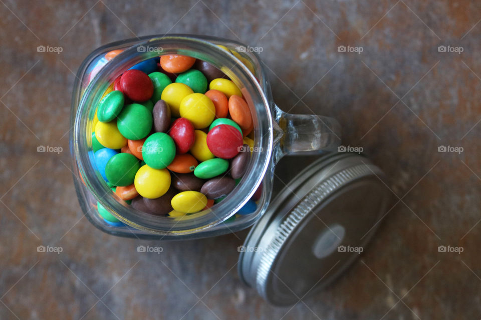 Jar full of colorful sweets