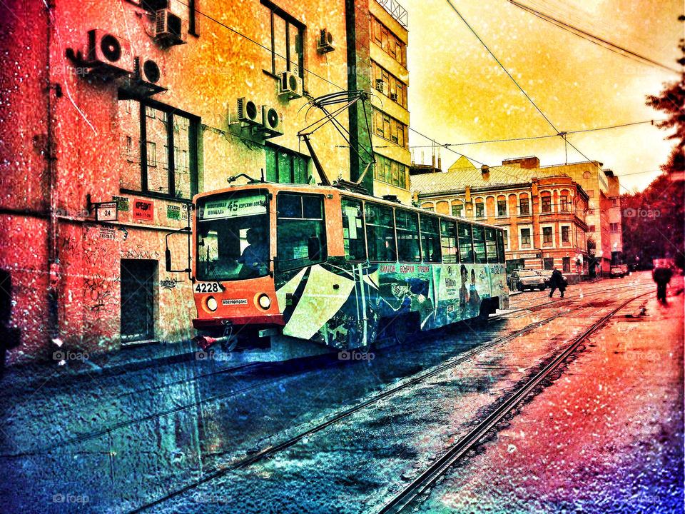 russia street city tram by penguincody