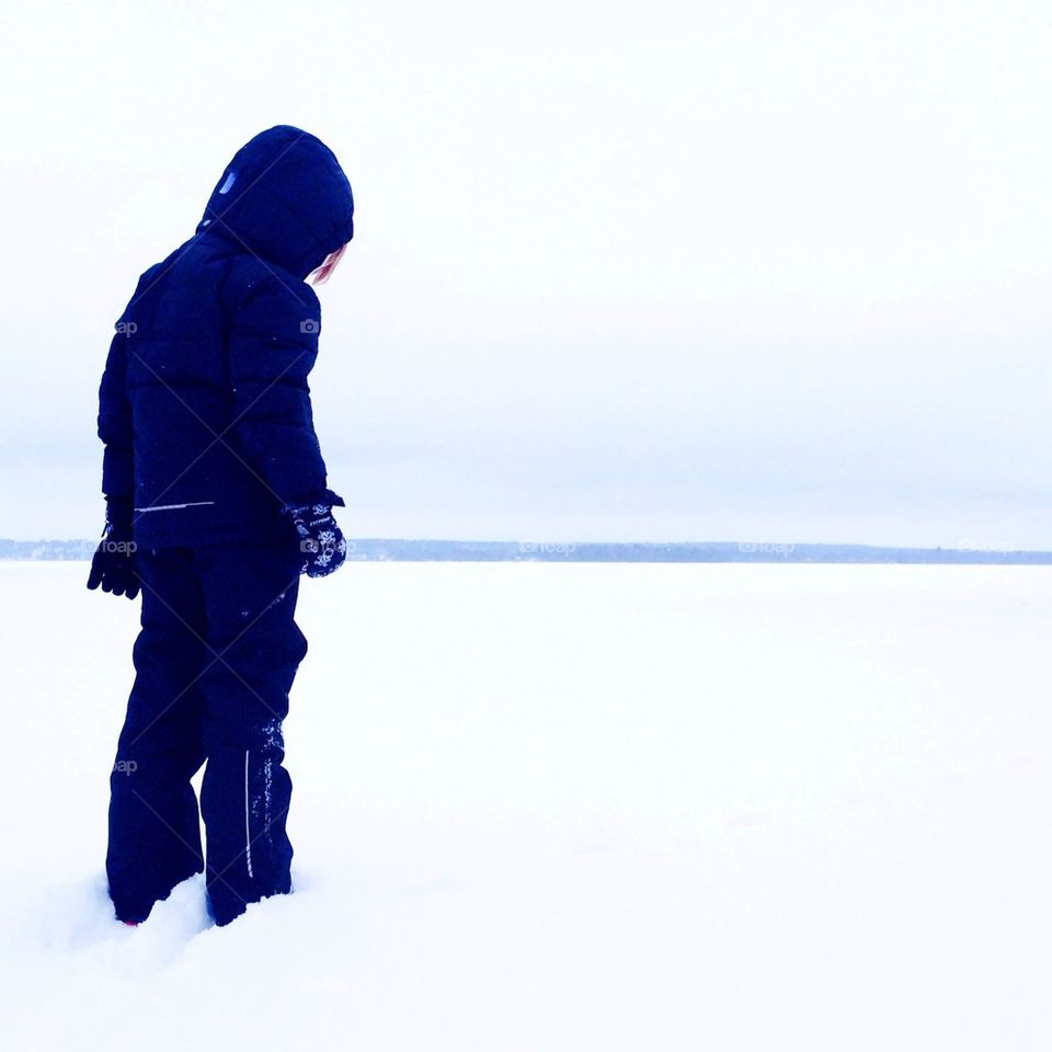 Snowy lake in Sweden