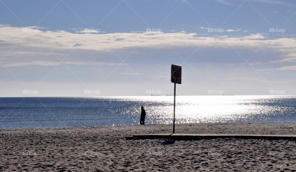 Sunny morning at the Baltic Sea coast in Poland 