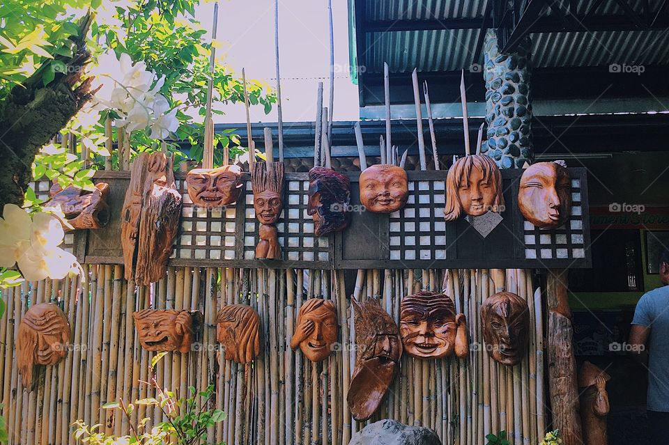 Local artist’s wooden artworks.