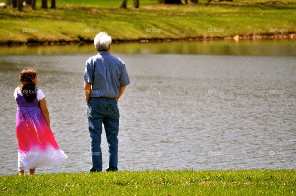 Water, Girl, Grass, Lake, Pool