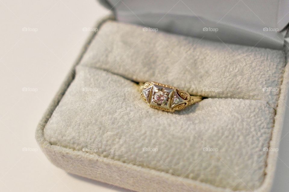 Engagement ring in a box