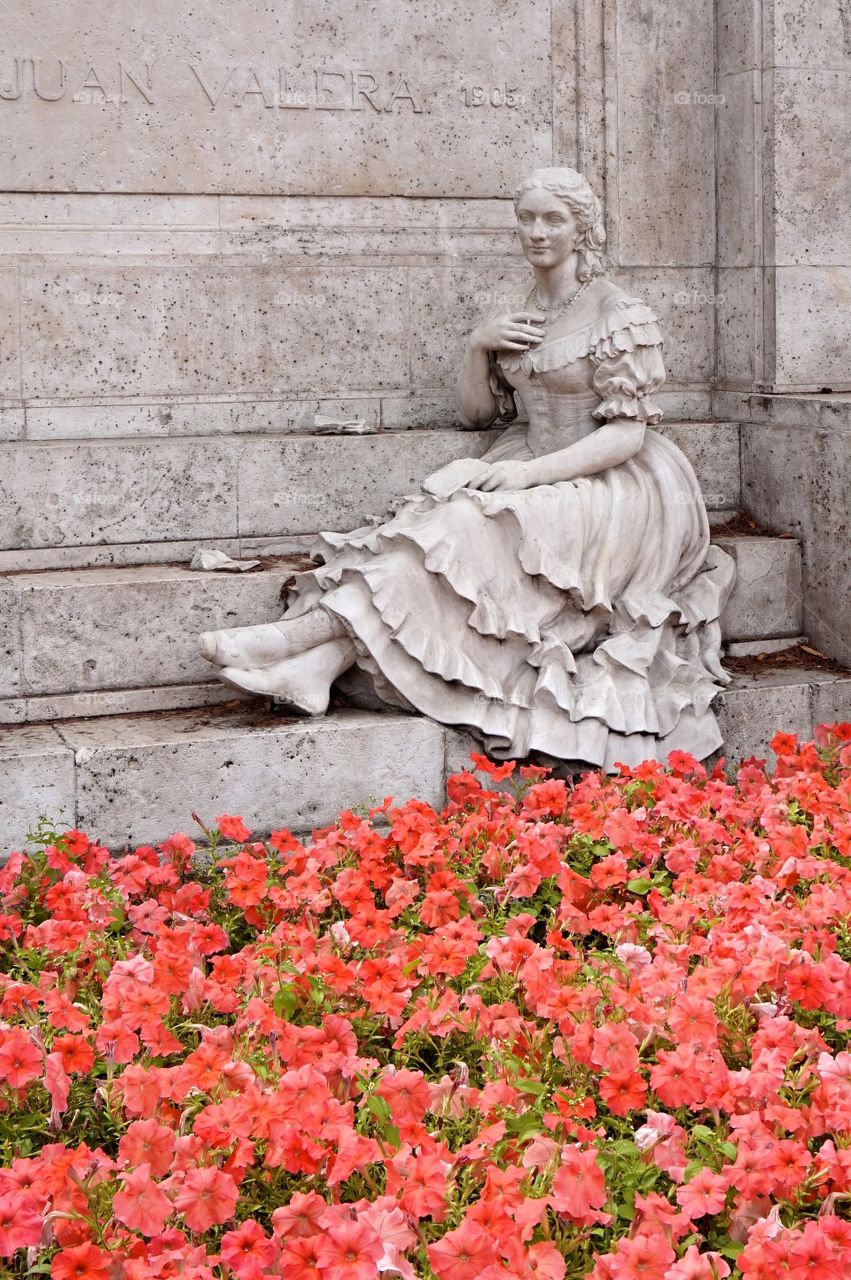 Beautiful statue of Pepita Jimenez on the Monument to Juan Valera, Madrid
