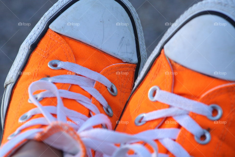 orange shoes for walking