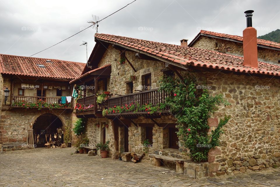 Typical houses in Cantabria, Spain.