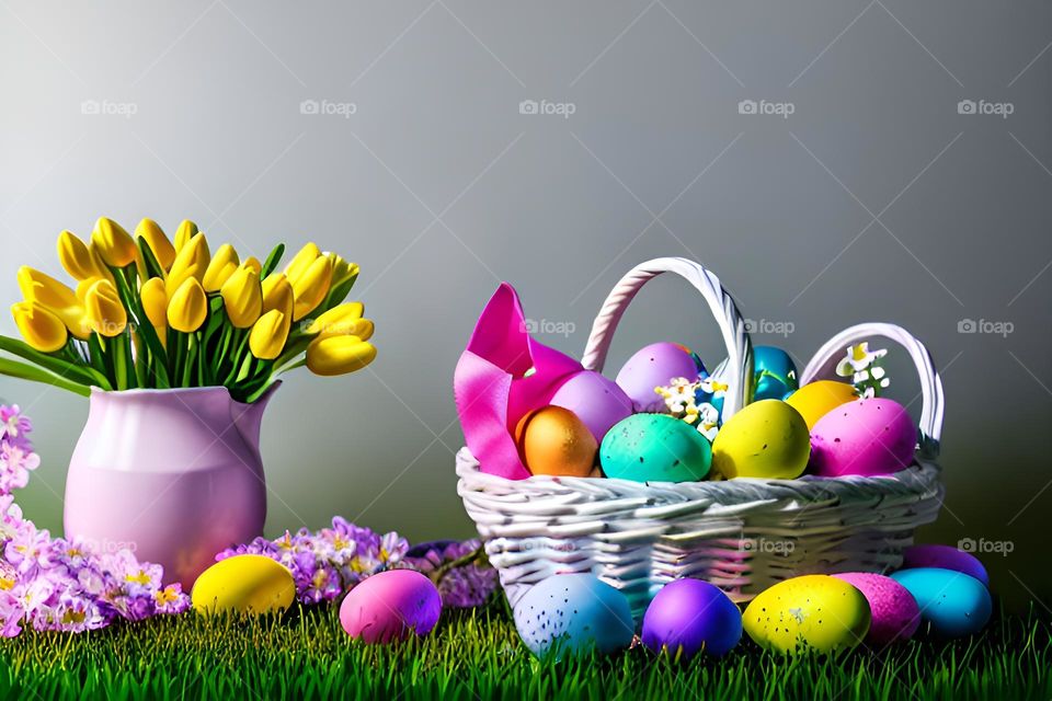 Easter, Easter feast, Easter eggs, colored eggs, Spring, Egg, flowers