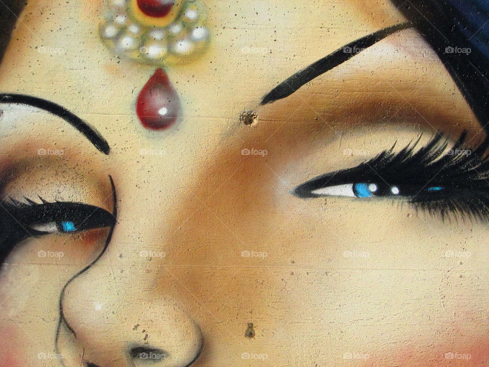 blue eyes, red Jewel, face