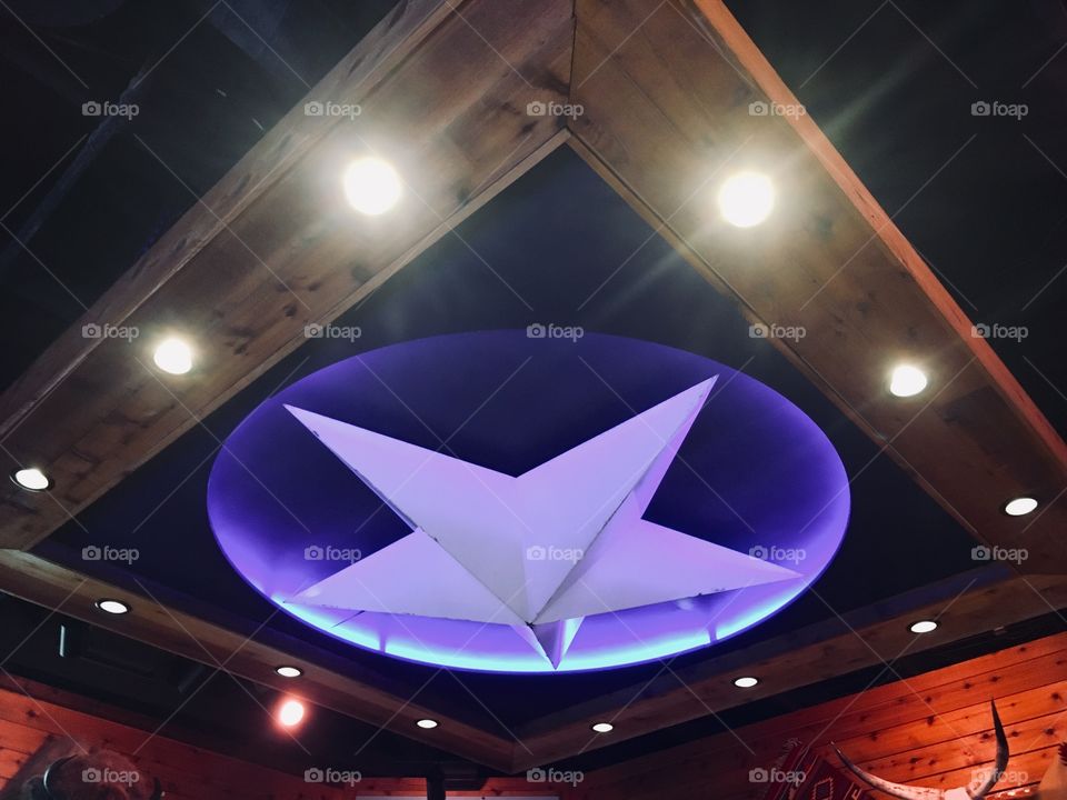 The Lonestar on the ceiling at Texas Roadhouse 