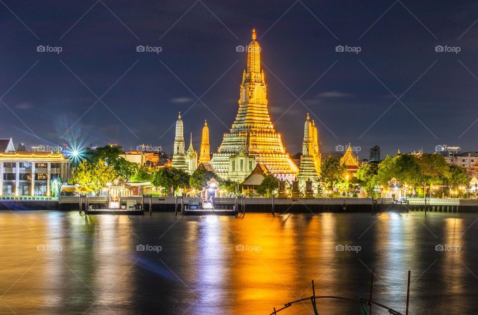 the first class royal temple Wat Arun in Bangkok Thailand Southeast Asia in the Night Time