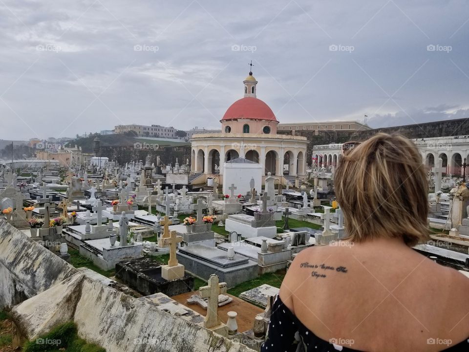 Looking over the beautiful cemetery.Santa Maria Old San Juan