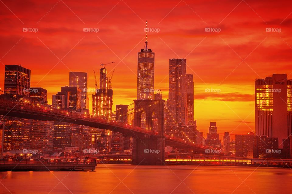 Fire Sunset over manhattan!
