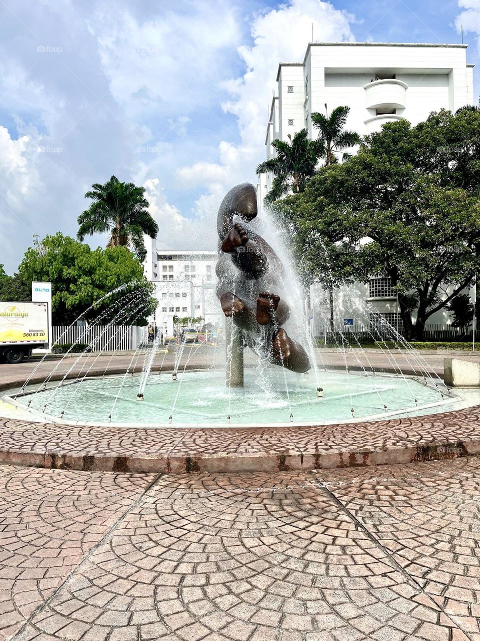 A water fountain by Botero in Colombia