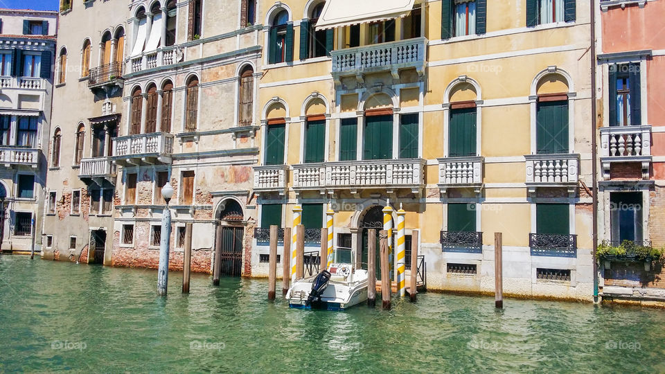 house and boat. canale grande in venice
