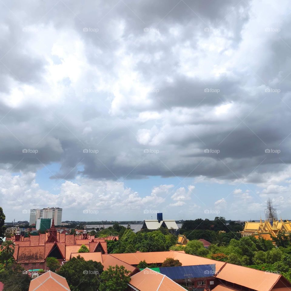 Heavy clouds over Phnom Penh Cambodia