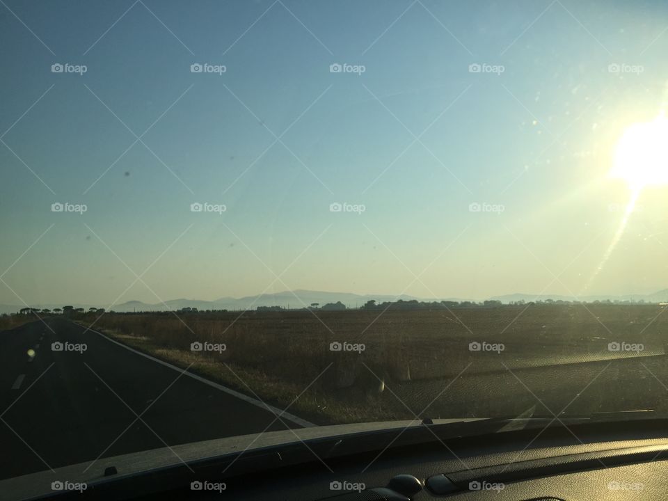 Sunset, Road, Dawn, Asphalt, Sun
