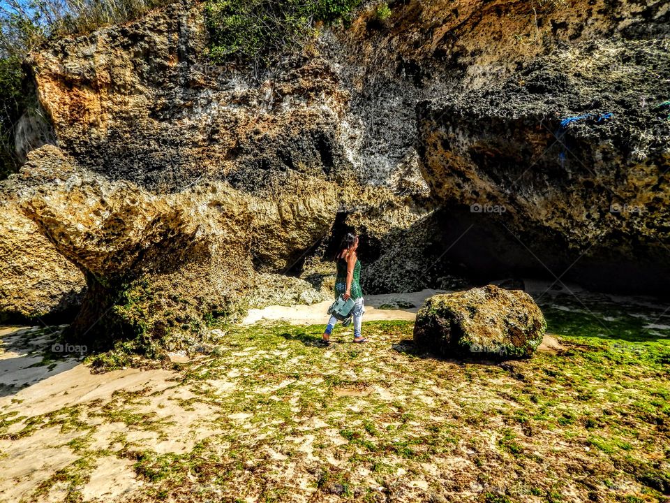 beautiful rock in Melasti beach. Bali