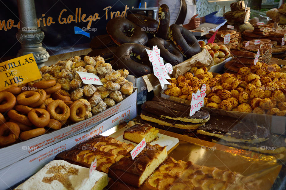 Food stall, Santiago de Compostela, Spain.