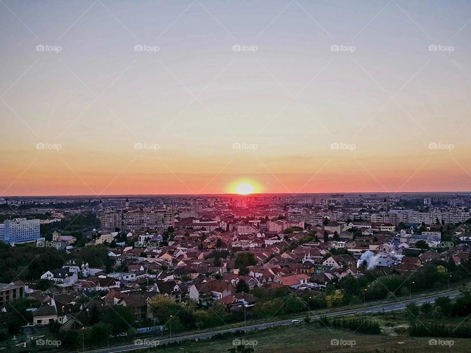 sunset above the city of Oradea