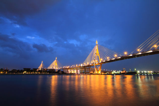 big bridge in twilight time