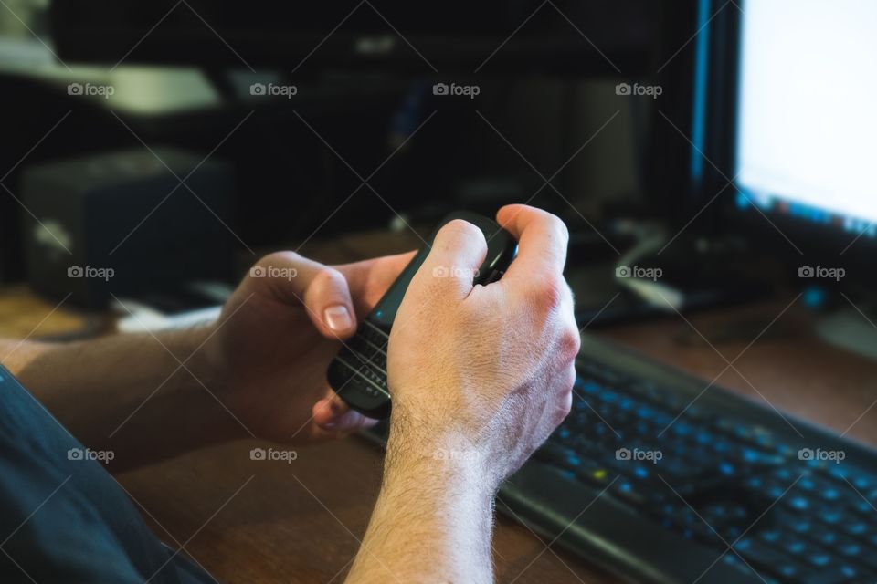 man holding a phone in hands. Slovakia