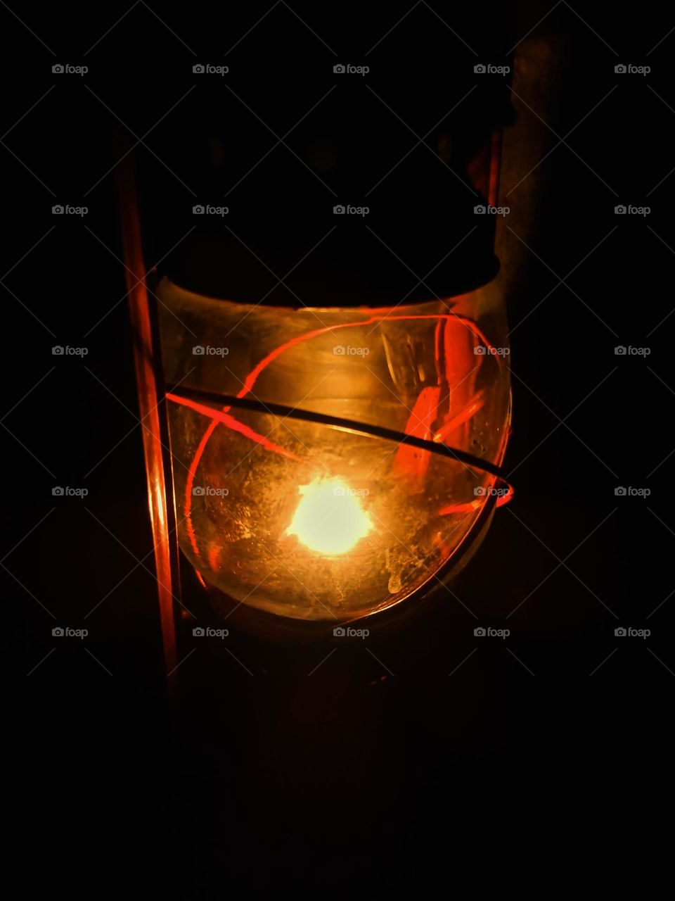 Old Vintage Lantern Closed at night as traditional lighting.