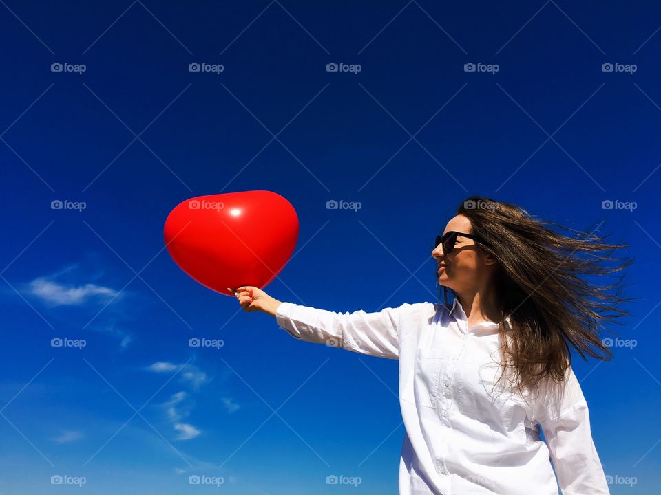 Balloon, Fun, Sky, Woman, Nature