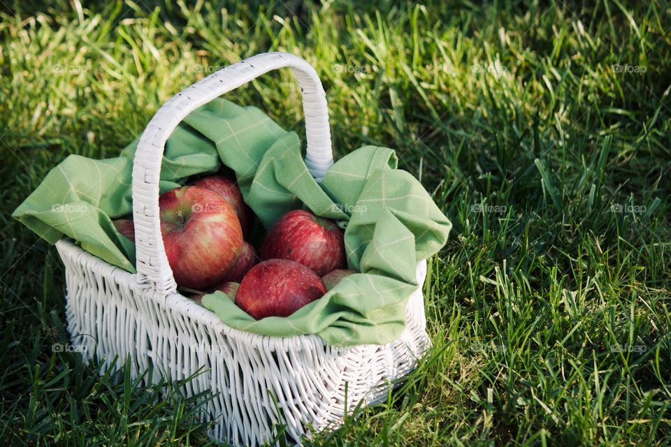 Red apples in the basket 