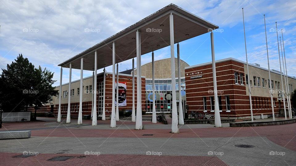 Cultural center Malmitalo in the capital of Finland, Helsinki, in the center of Malmi. The building is old, but the architecture is interesting.
