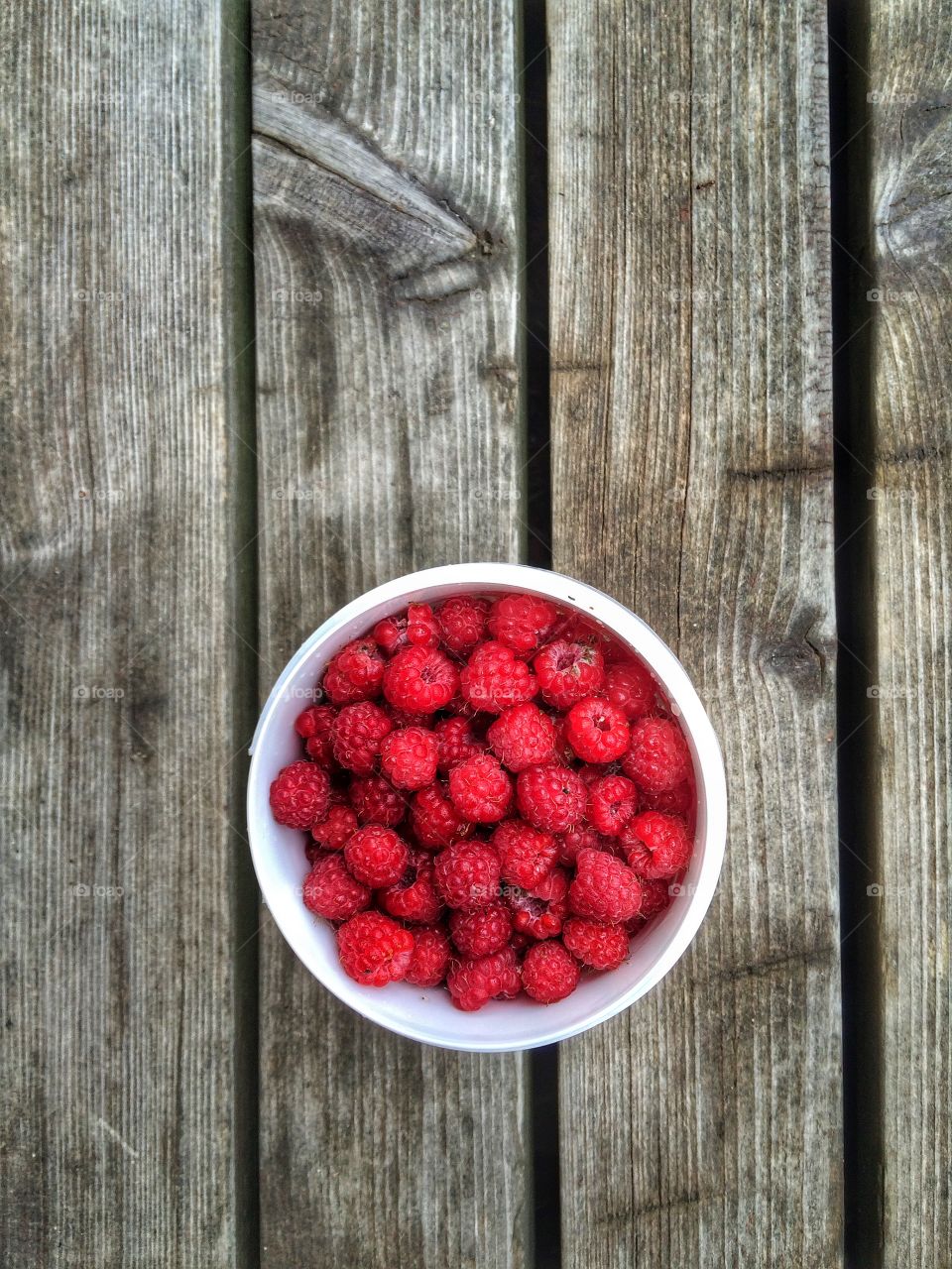 High angle view of raspberry in bowl