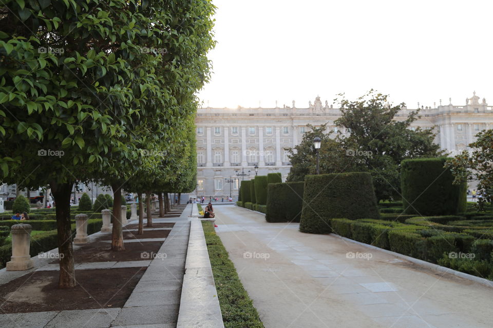 Park Oeste in Madrid with the palace behind 