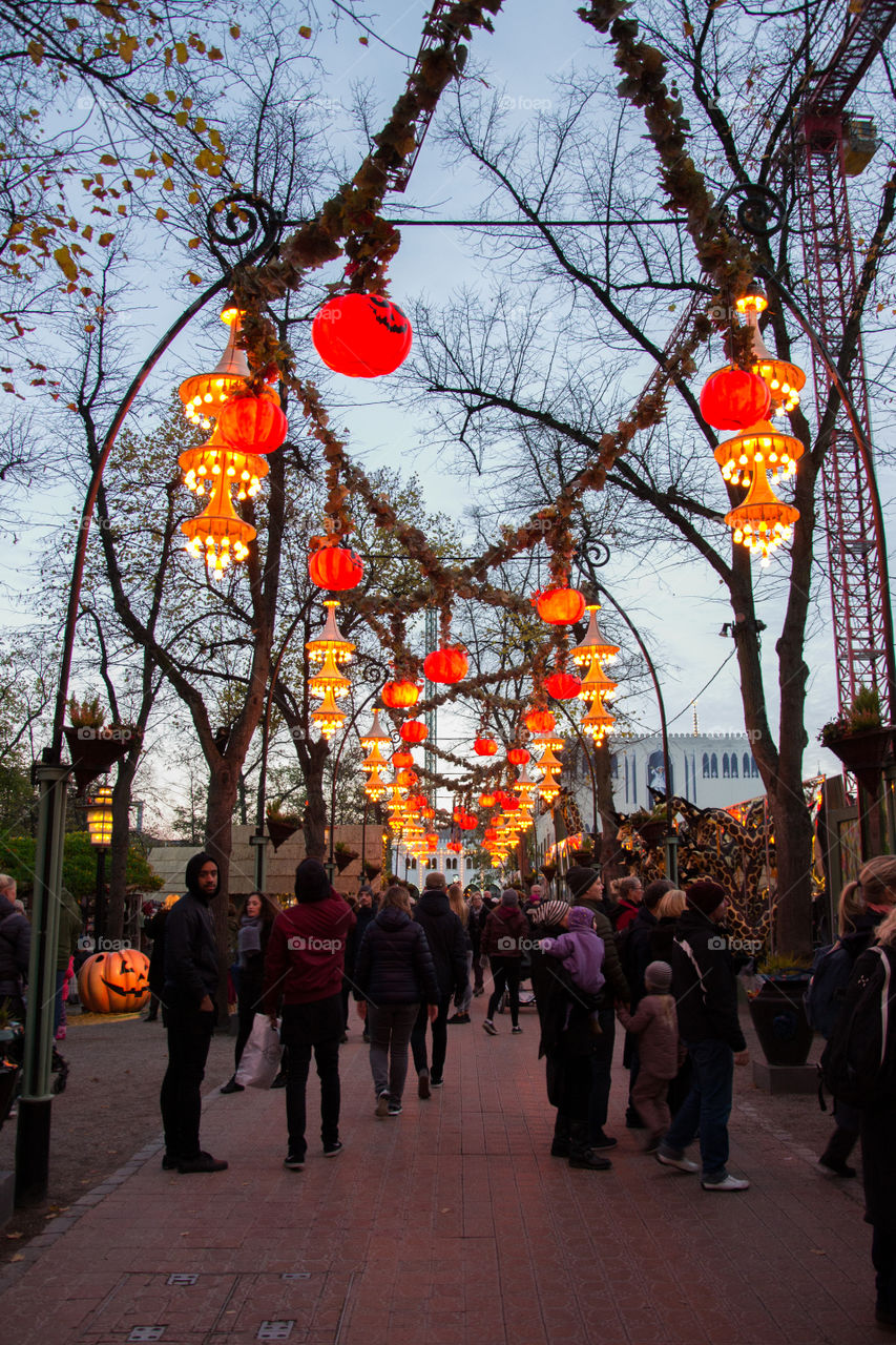 Halloween theme at Copenhagen theme park Tivoli in Denmark.